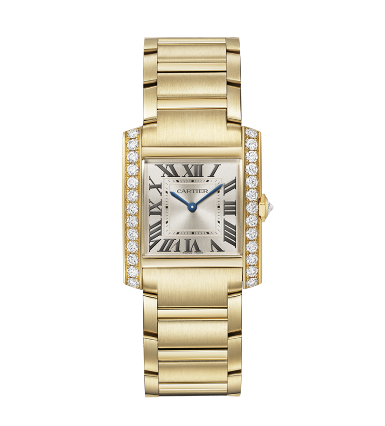Mens gold cartier tank sale watch