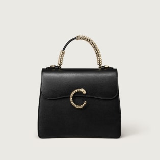 Small bag, Panthère C Grained black calfskin, animated grip, gold finish