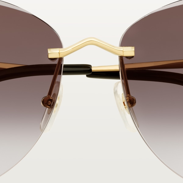 Panthère de Cartier Sunglasses Smooth golden-finish metal, grey lenses