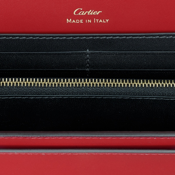 C de Cartier系列小皮具，皮夹 红色亮面小牛皮，金色饰面