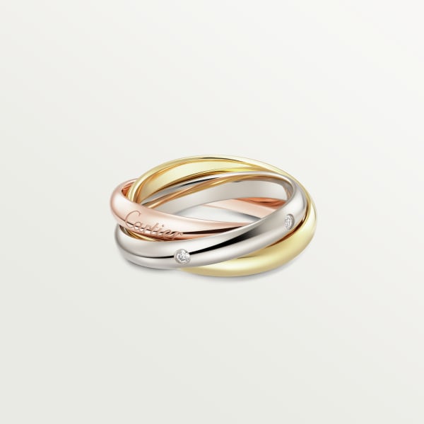 Trinity ring White gold, yellow gold, rose gold, diamonds