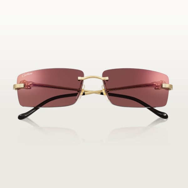 Panthère de Cartier sunglasses Smooth golden-finish metal, burgundy lenses