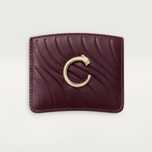 Card holder, Panthère C Grape calfskin, embossed Cartier signature motif, golden finish