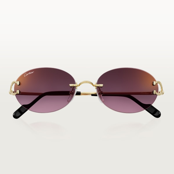 Classic C Motif Sunglasses Smooth golden-finish metal, grey and pink lenses