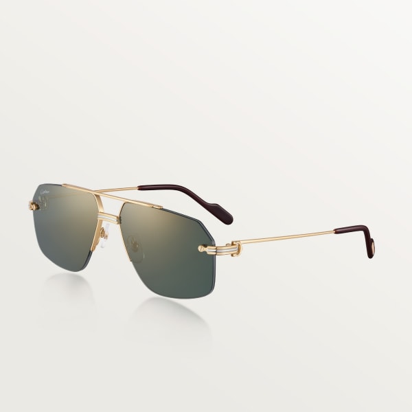 Première de Cartier sunglasses Smooth golden-finish metal, green lenses