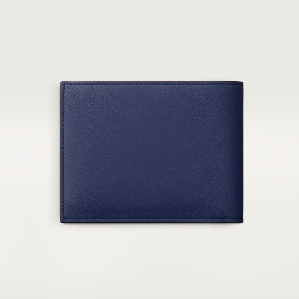 Six-credit card compact wallet, Must de Cartier Deep blue and cloud grey smooth calfskin, palladium finish