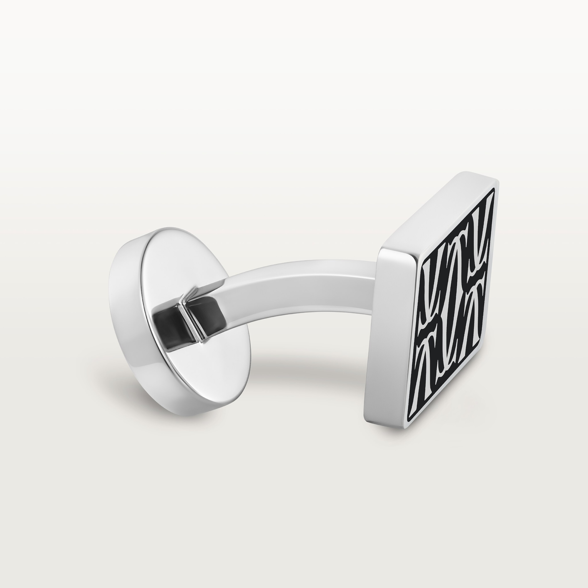 Double C de Cartier cufflinksSterling silver, palladium finish, black lacquer
