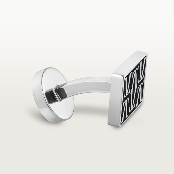 Double C de Cartier cufflinks Sterling silver, palladium finish, black lacquer