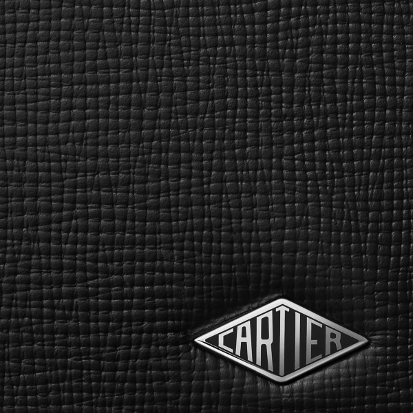International wallet with zip, Cartier Losange Black grained calfskin, palladium finish and black enamel