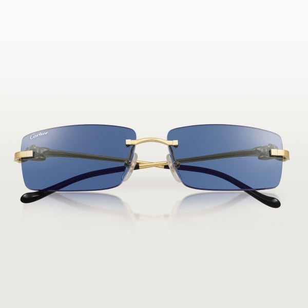 Panthère de Cartier太阳眼镜 抛光镀金饰面金属，蓝色镜片