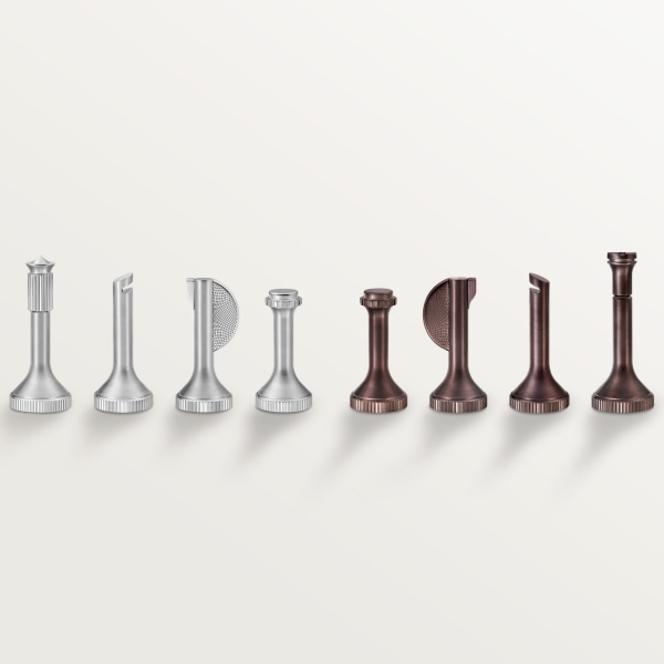 Santos de Cartier chess set Sycamore and walnut wood, palladium finish, brown PVD