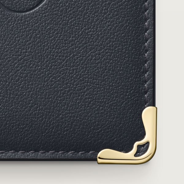 4 credit card holder, Must de Cartier Slate grey and sky blue calfskin, golden finish
