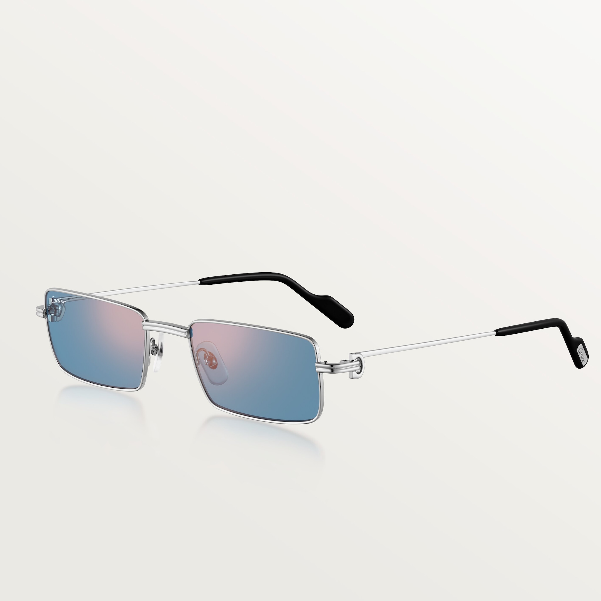 Panthère de Cartier, SunglassesSmooth platinum-finish metal, light blue lenses