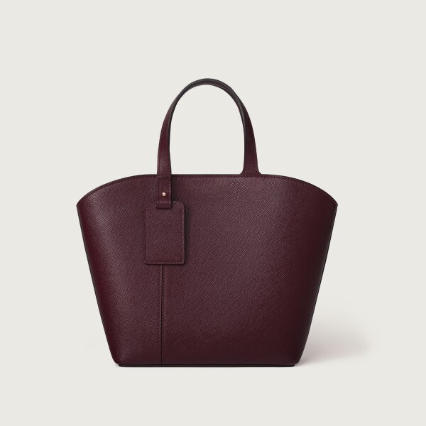 Mini tote bag, C de Cartier Grape textured calfskin, embroidery, rose golden finish