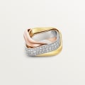 Trinity cushion ring, large model, semi-paved White gold, yellow gold, rose gold, diamonds