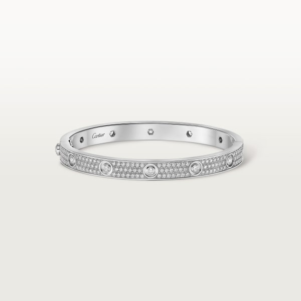Love bracelet, classic model, paved, 12 diamonds White gold, diamonds