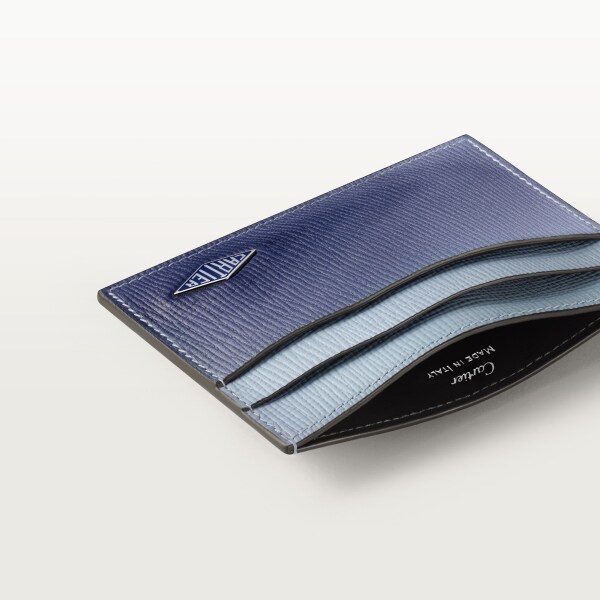Double card holder, Cartier Losange Deep blue and cloud grey graduated calfskin, palladium and enamel finish