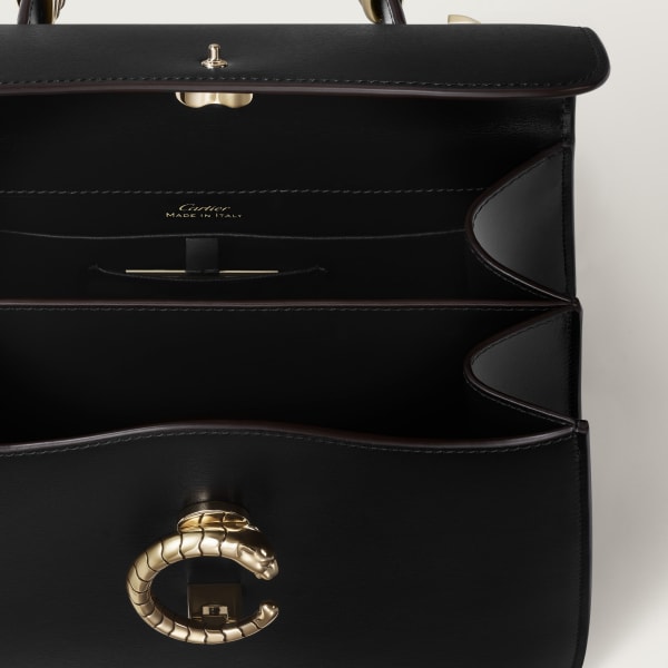 Small bag, Panthère C Grained black calfskin, animated grip, gold finish
