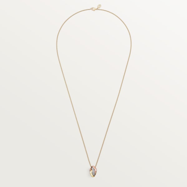 Trinity cushion pendant, semi-paved White gold, yellow gold, rose gold, diamonds