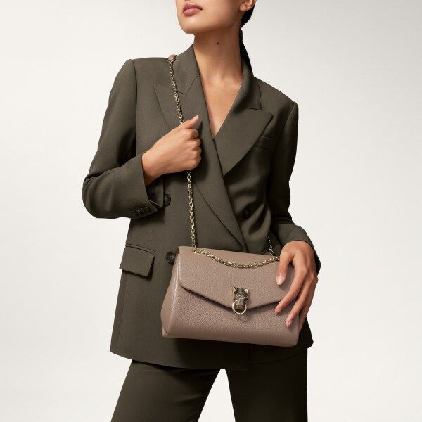 Small bag, Panthère Graphique Clay-coloured grained calfskin, golden finish