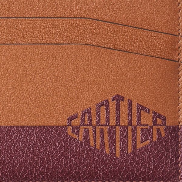 Double card holder, Cartier Losange Shadow Caramel-coloured and burgundy calfskin
