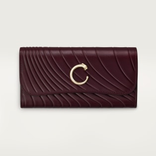 Wallet, Panther C Grape calfskin, embossed Cartier signature motif, golden finish