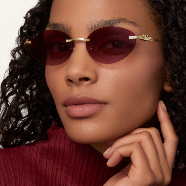 Panthère de Cartier, Sunglasses Smooth golden-finish metal, burgundy lenses