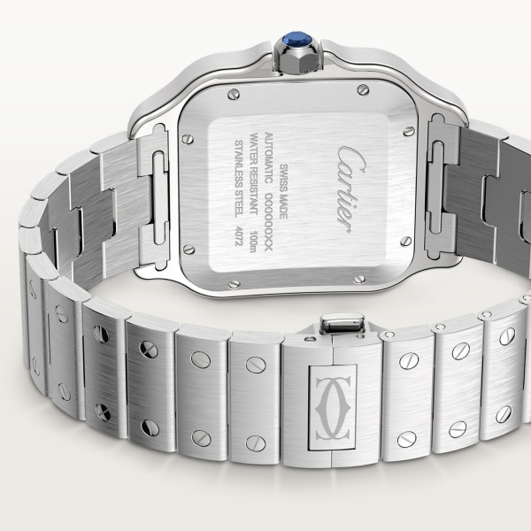 Santos de Cartier watch Large model, automatic movement, steel, interchangeable metal and leather bracelets