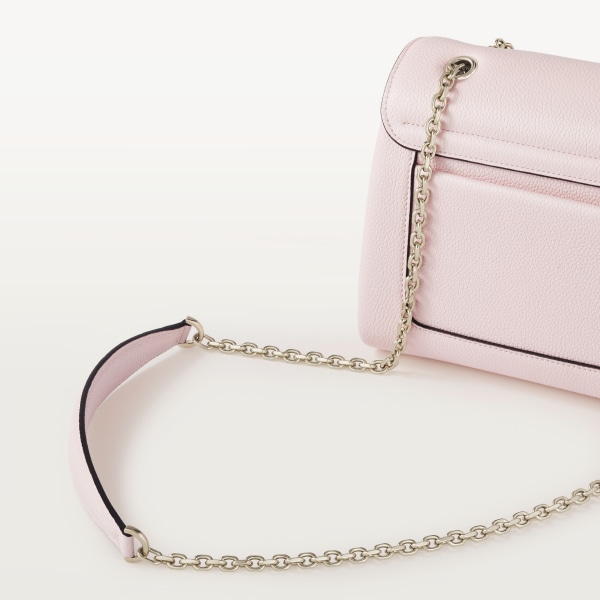 Chain bag small, Panthère de Cartier Petal pink grained calfskin, golden finish