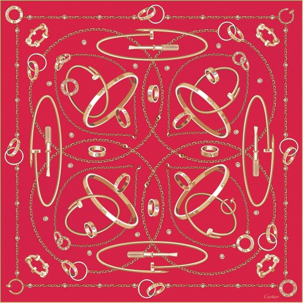 Precious Mundanity 90 scarf Red silk twill
