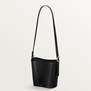 Small bucket bag, Panthère C Black grained calfskin, golden finish