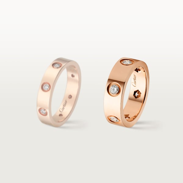 Love ring, classic model, 6 diamonds Rose gold, diamonds