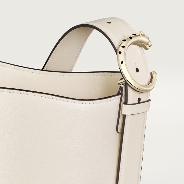 Mini bucket bag, Panthère C Salt white grained calfskin, golden finish