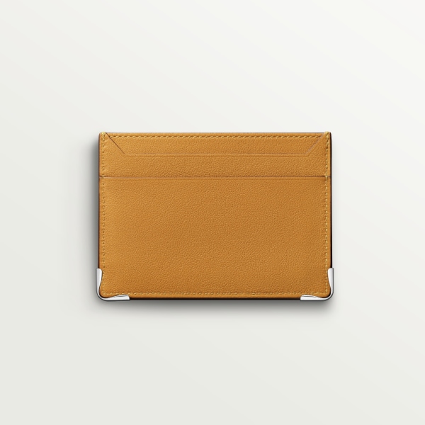 双卡片夹，Must de Cartier系列 茴香棕黄色小牛皮，镀钯饰面