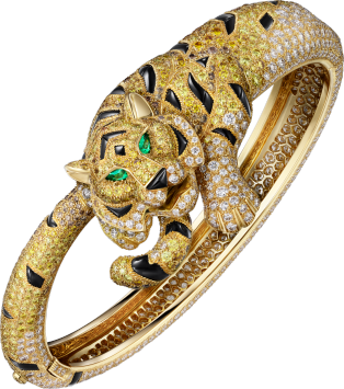 Cartier Fauna and Flora Bracelet Yellow gold, onyx, emeralds, yellow diamonds, orange diamonds, brown diamonds, diamonds