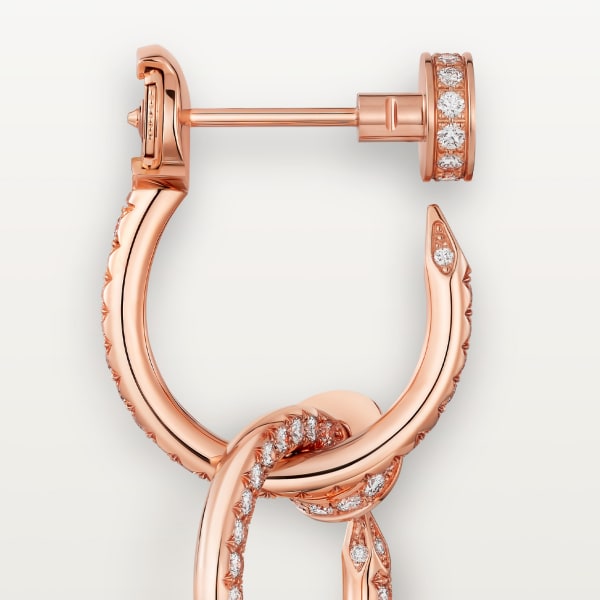 Juste un Clou earrings, double, semi-paved Rose gold, diamonds