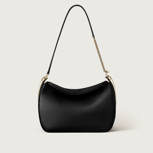 Mini model hobo bag, Panthère Double Grained black calfskin
