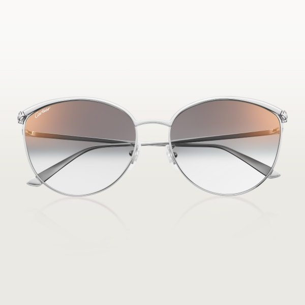 Panthère de Cartier Sunglasses Smooth platinum-finish metal, grey lenses