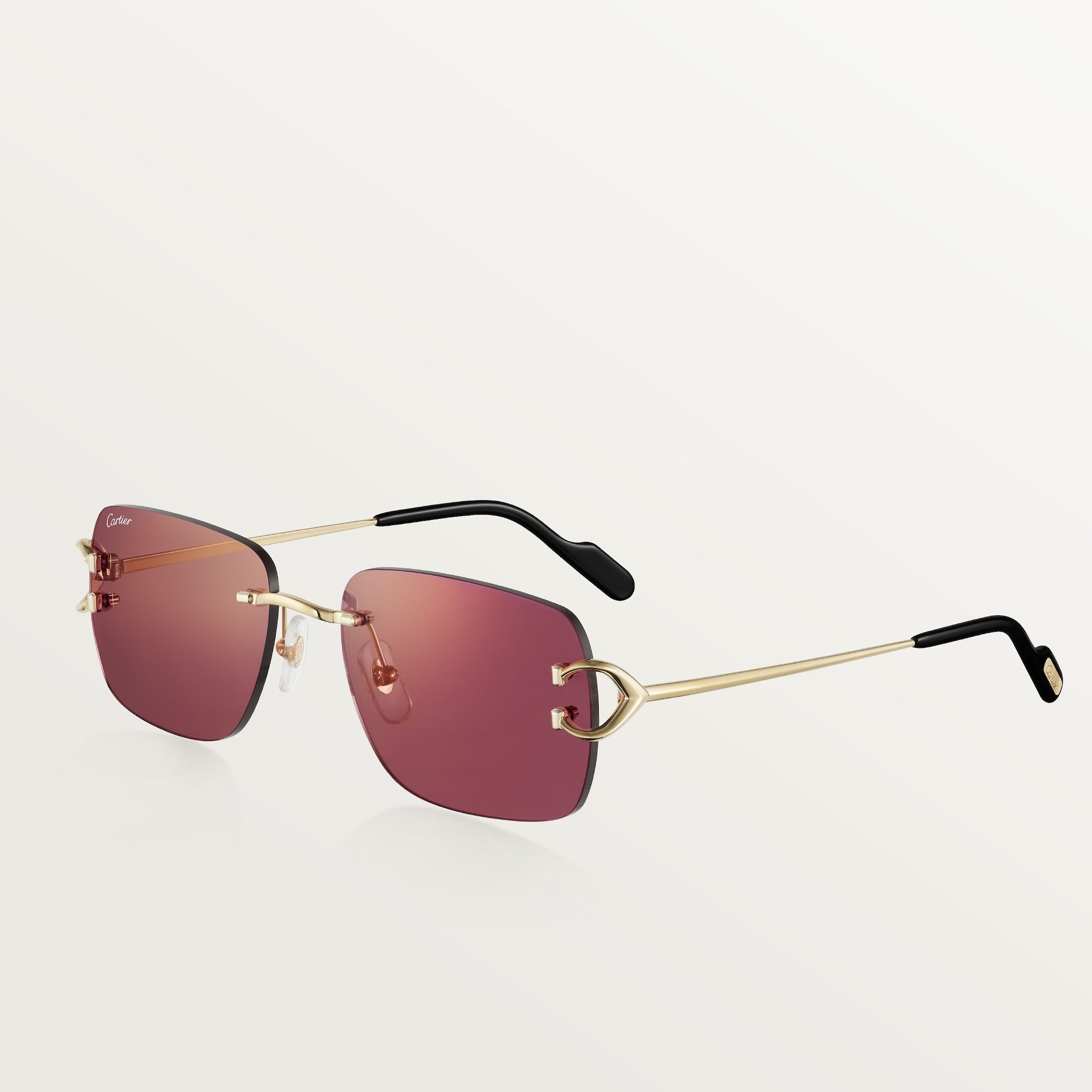 Signature C de Cartier sunglassesSmooth golden-finish metal, burgundy lenses