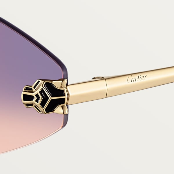 Panthère de Cartier Sunglasses Smooth golden-finish metal, purple lenses