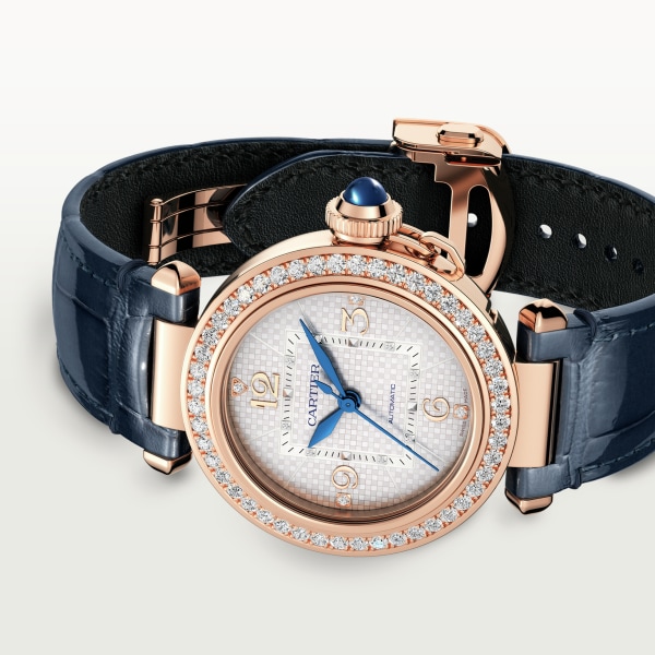 Pasha de Cartier腕表 35毫米表款，自动上链机械机芯，玫瑰金，可替换式皮表带
