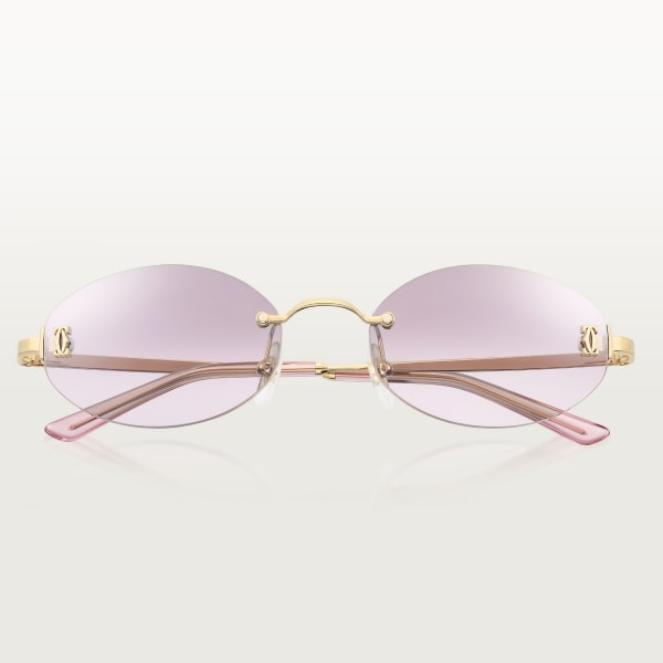 C de Cartier Sunglasses Smooth golden-finish metal, light pink lenses