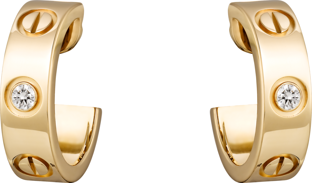 CRB8022900 LOVE earrings, 2 diamonds Yellow gold, diamonds Cartier