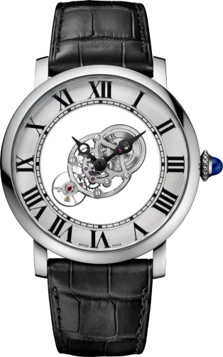 Rotonde de Cartier Astromystérieux 43.5mm, hand-wound mechanical movement, palladium, leather