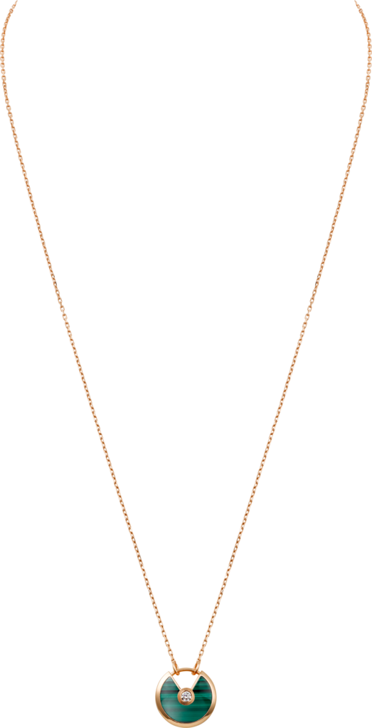 Amulette de Cartier项链，小号款玫瑰金，孔雀石，钻石