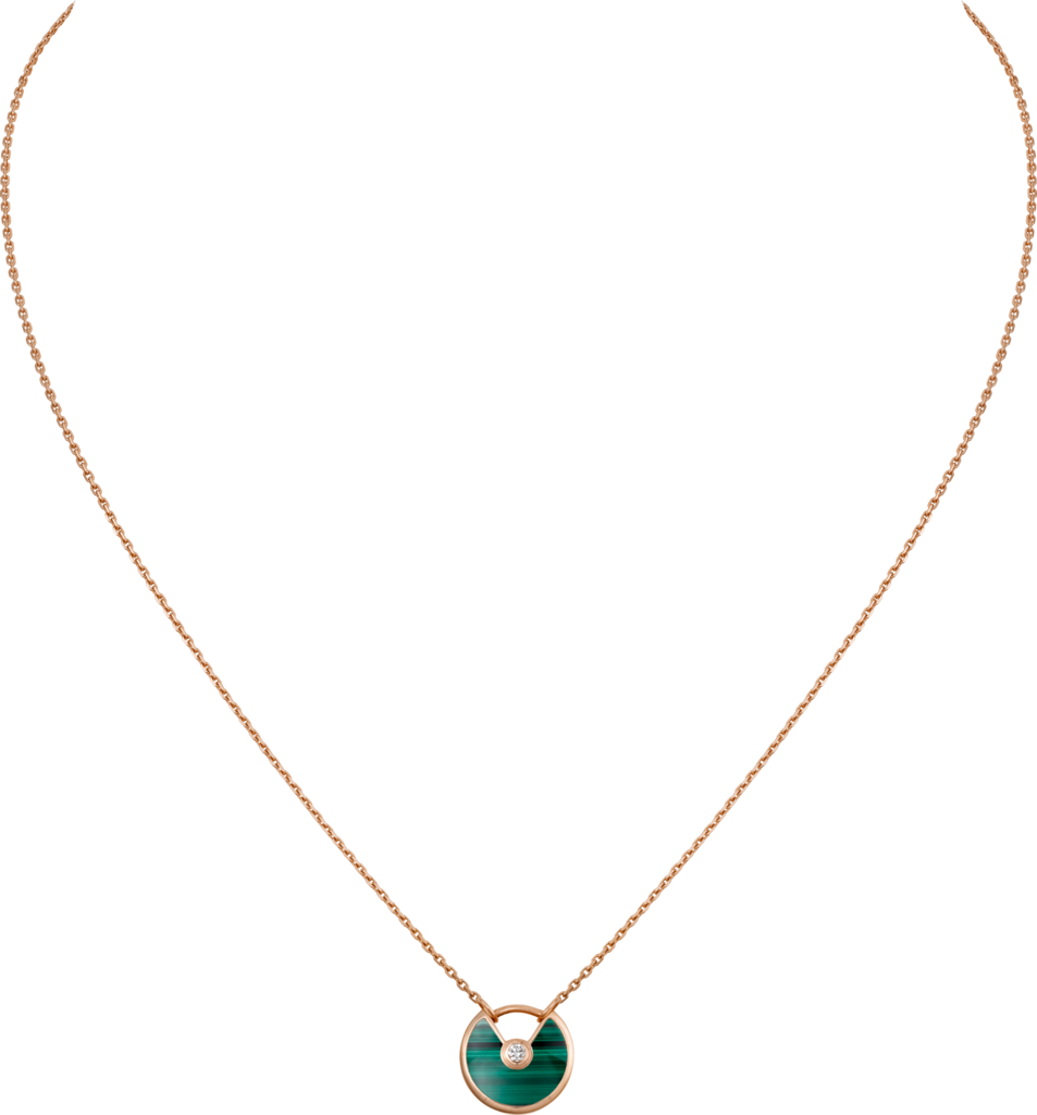 Amulette de Cartier项链，超小号款玫瑰金，孔雀石，钻石