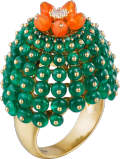 Cactus de Cartier戒指 黄金，祖母绿，红玉髓，钻石