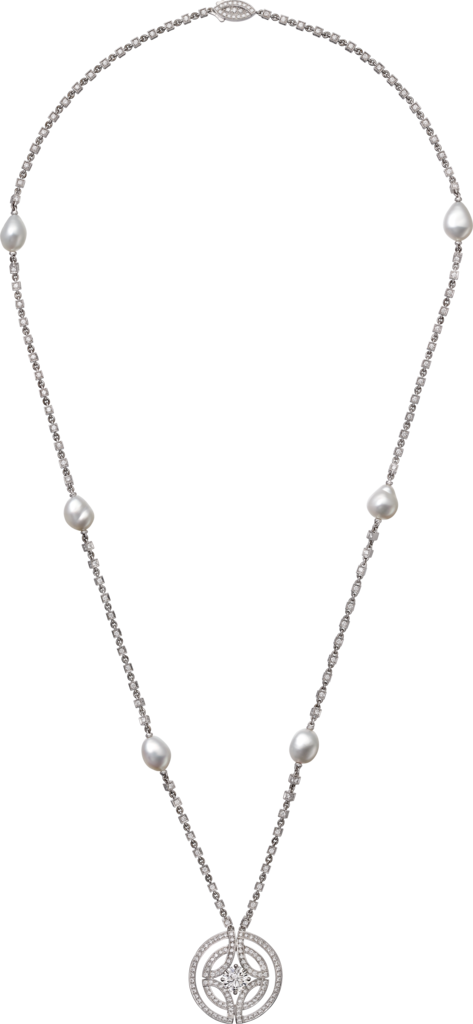 Galanterie de Cartier项链白金，养殖珍珠，钻石