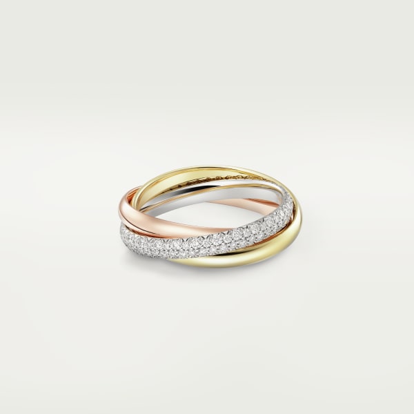 Trinity ring, small model White gold, yellow gold, rose gold, diamonds