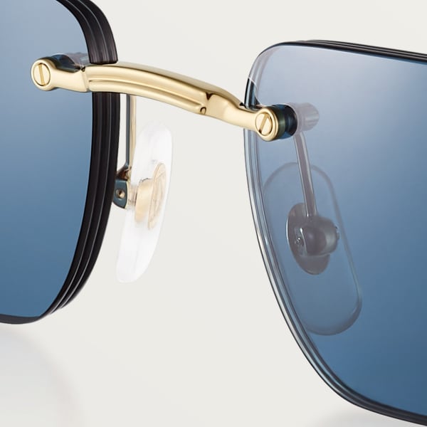 Première de Cartier Sunglasses Smooth golden-finish metal, blue lenses 